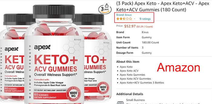 Apex Keto ACV Gummies on Amazon Brand 3