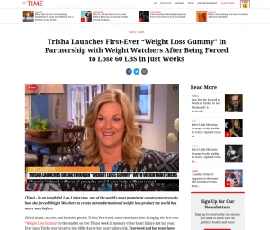 Fake Trisha Yearwood Weight Loss Gummies Page on Time magzine
