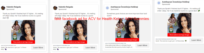 ACV for Health Keto + ACV Gummies Oprah Winfrey ad
