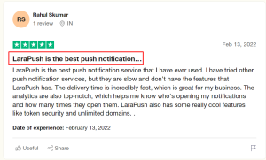 Customer Reviews on Larapush