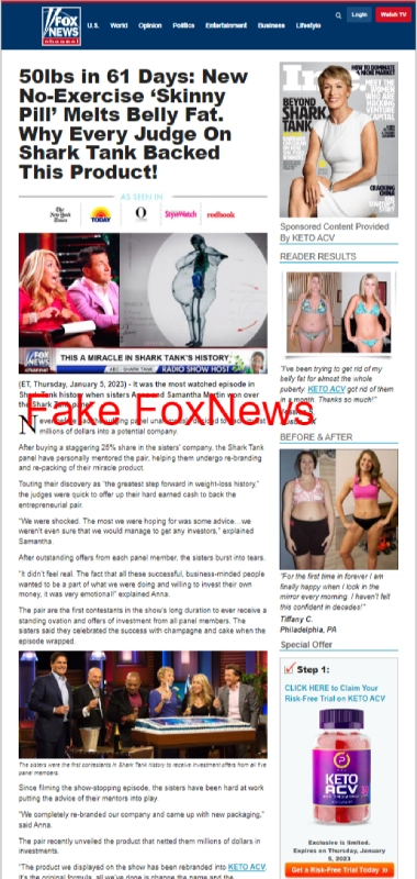 Fake Fox News Keto Weight Loss Page