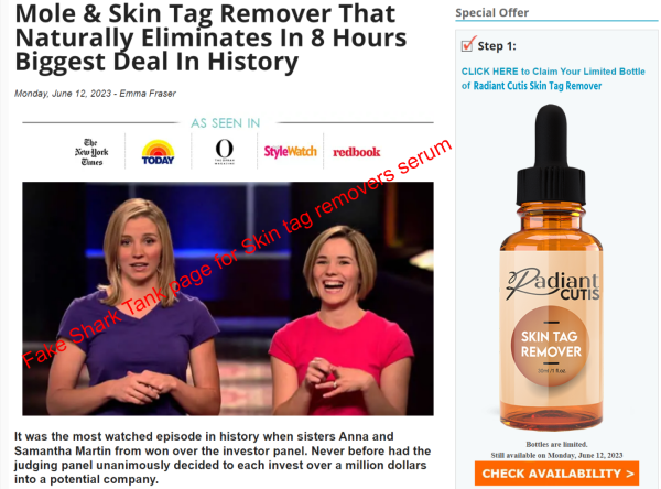Radiant Cutis Skin Tag Remover Shark Tank fake page