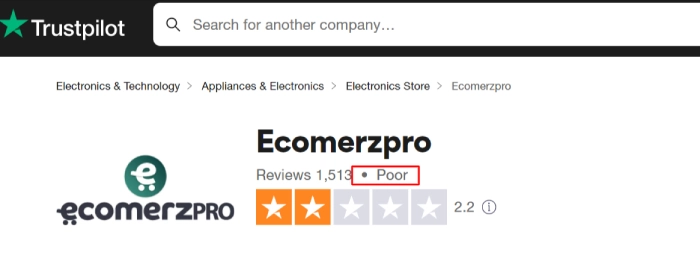 Ecomerzpro Trustpilot ratings
