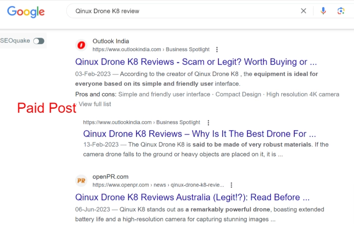Fake Qinux Drone K8 Good Reviews
