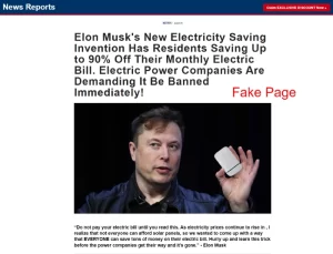 StopWatt Scam Elon Musk page