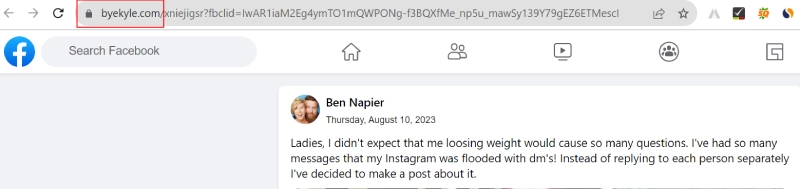 fake Ben Napier facebook page url