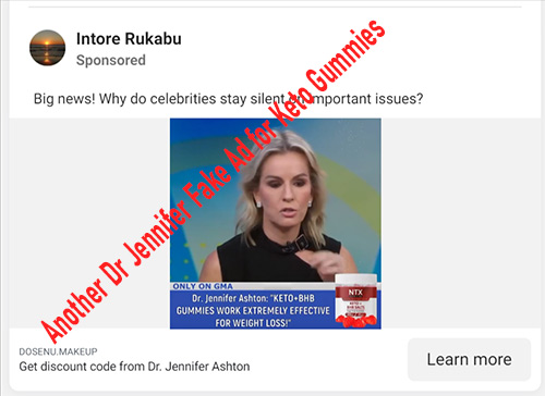 Dr. Jennifer Ashton Keto Gummies ad on facebook
