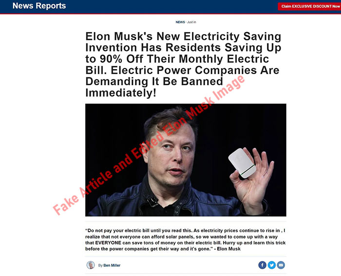 Fake Elon Musk Endorsement for Esaver Watt Article