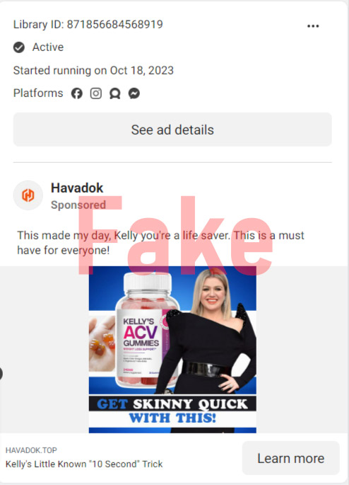 Kelly Clarkson Keto ACV Gummies Ad