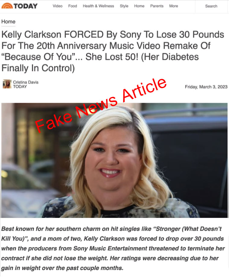 fake Kelly Clarkson Keto Gummies article