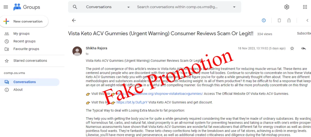 Vista Keto ACV Gummies fake promotion 1