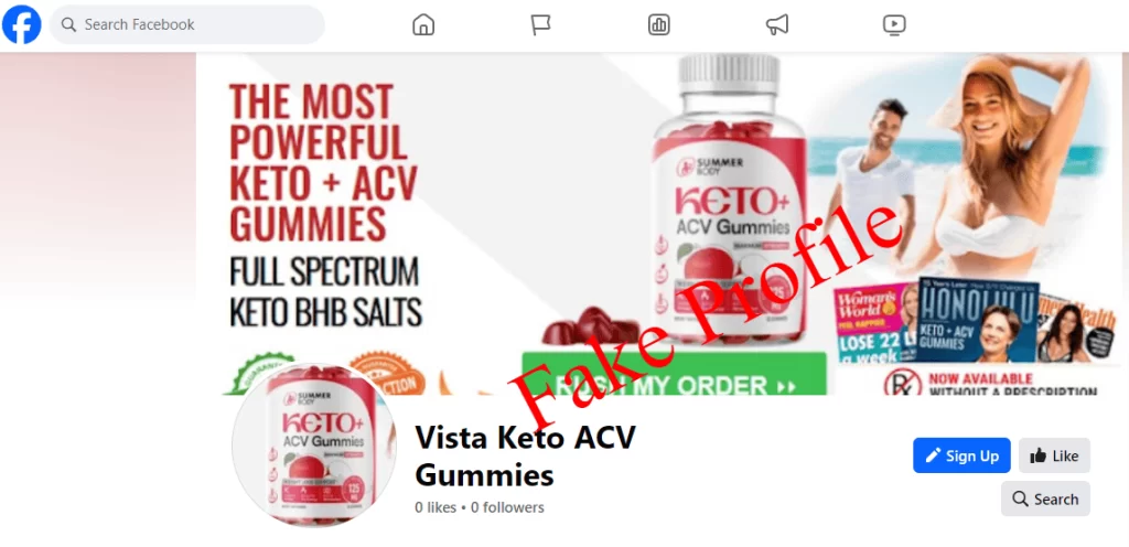 Vista Keto ACV Gummies fake promotion 3