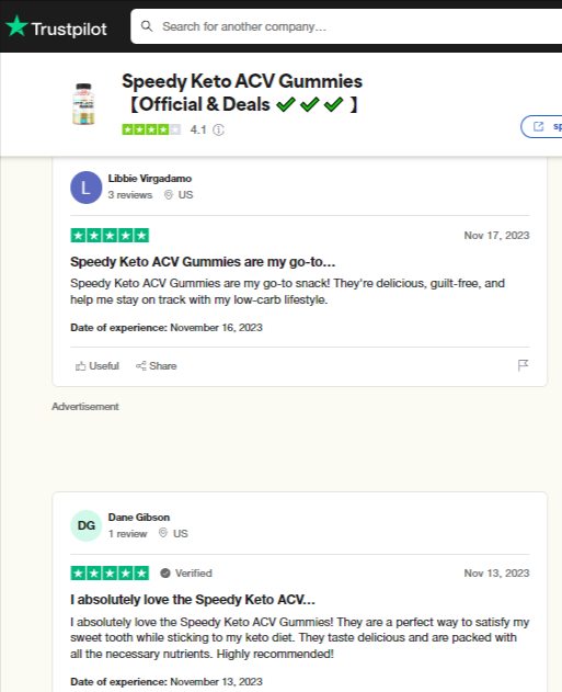trustpilot reviews Speedy Keto ACV Gummies