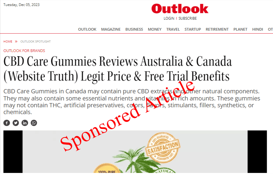 CBD Care Gummies Reviews Australia Fake Article 2