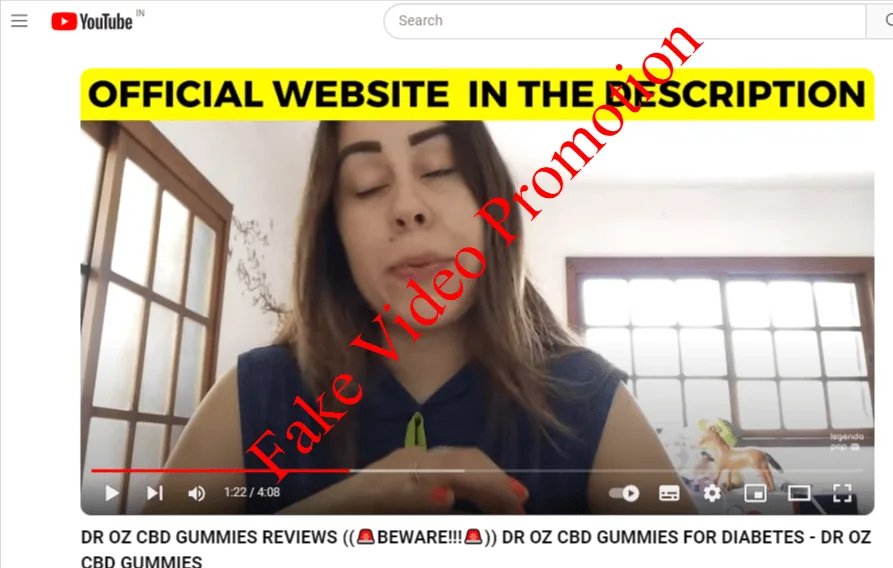 DR OZ CBD GUMMIES REVIEWS Fake Promotion on YouTube