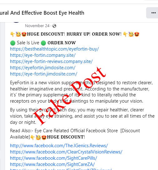 EyeFortin Review Fake FB Post 1