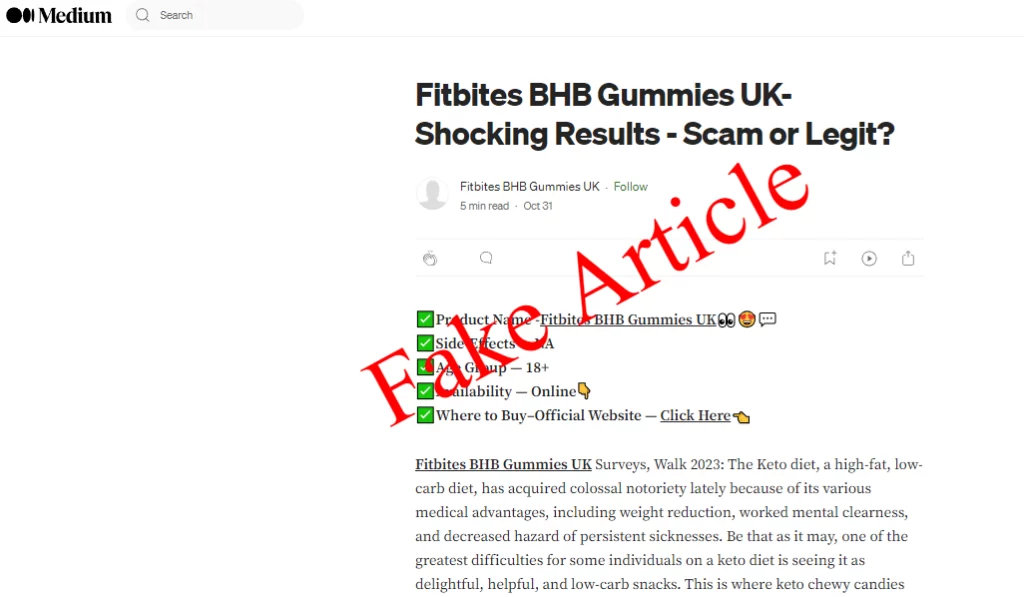 Fitbites BHB Gummies Fake Articles