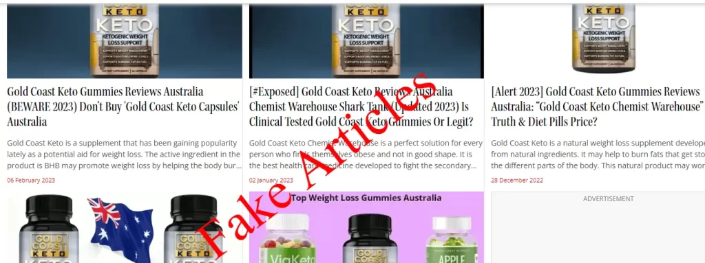 Gold Coast Keto Gummies Fake Articles