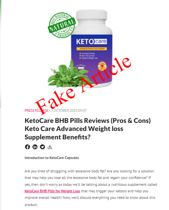 KetoCare BHB Pills Reviews Fake Article
