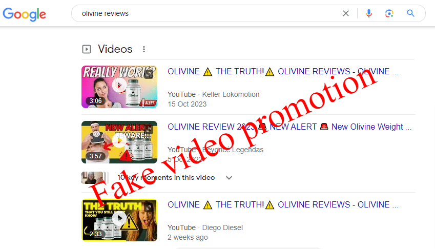 Olivine Fake Video Promotion
