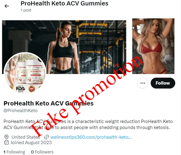 ProHealth Keto ACV Gummies promotion on twitter