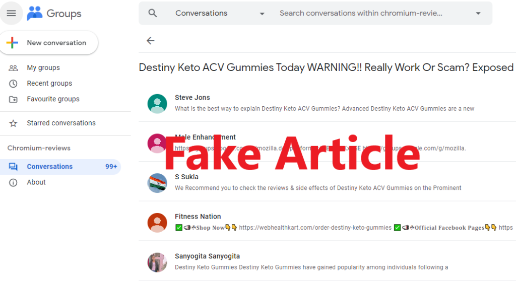 destiny google groups fake promotion 1