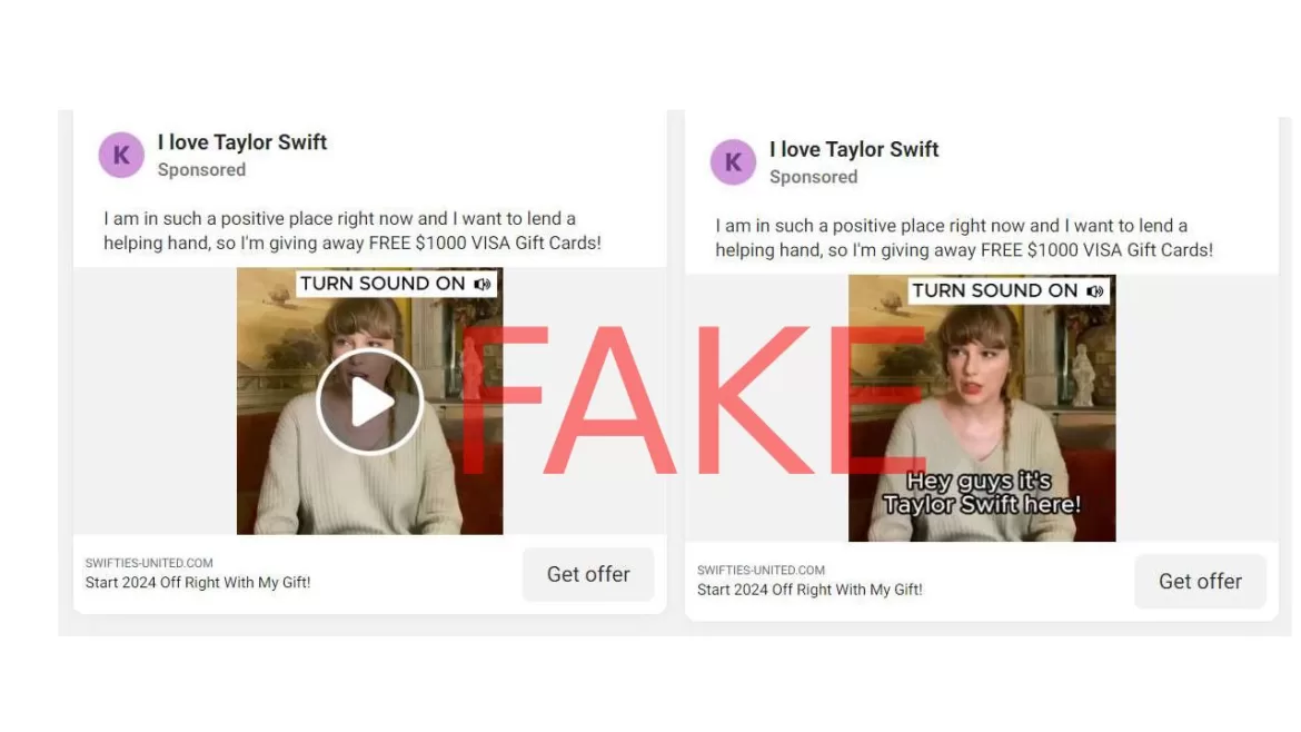 Taylor Swift Deepfake Video $1,000 Visa Gift Card Scam