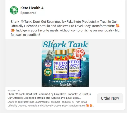 Trim Tummy Keto Gummies Shark Tank ad on facebook 