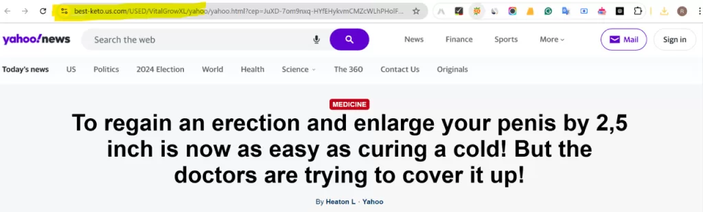 fake Yahoo News page